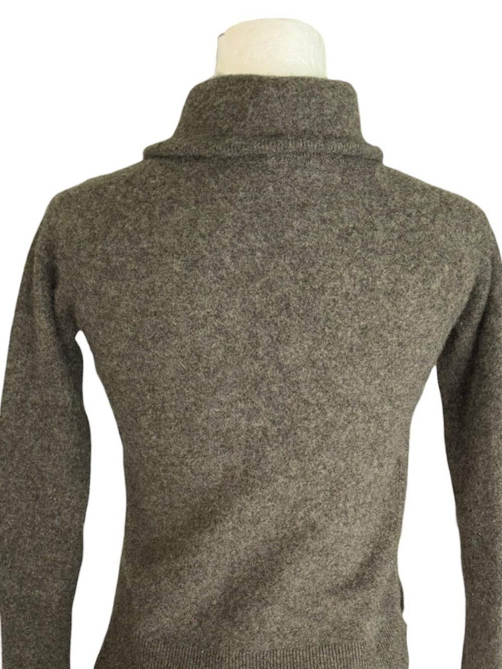 Veronica Beard Oliver Cashmere Funnel Neck Cropped Sweater in Army Green - S - Picture 10 of 14